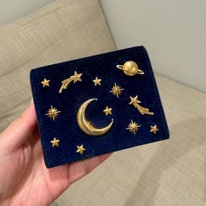 used Charles & Keith velvet universe moon star meteor wallet card holder